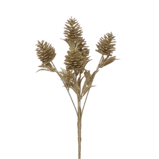 Picture of 30cm GLITTERED CONE BUSH GOLD
