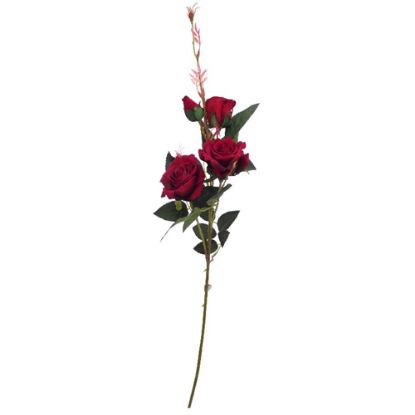 Picture of 94cm LARGE VELVET TOUCH ROSE SPRAY DARK RED