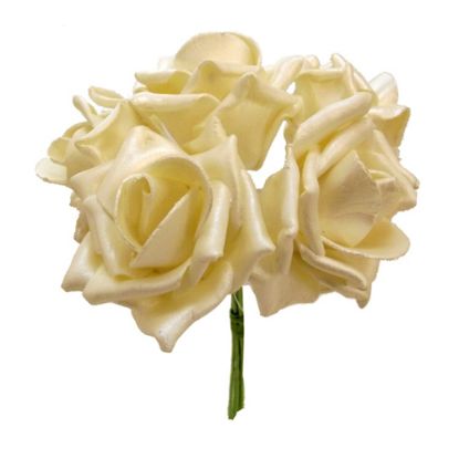 Picture of FOAM ROSE BUNCH OF 5 PEARLISED CREAM