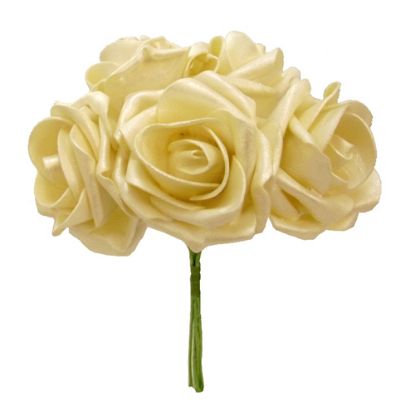 Picture of FOAM ROSE BUNCH OF 5 PEARLISED CREAM