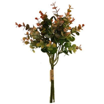 Picture of 36cm PLASTIC EUCALYPTUS BUNDLE GREEN/ORANGE