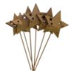 Picture of 7.5cm WOODEN STAR ON 20cm WOODEN STICK NATURAL/GLITTER GOLD X 6pcs