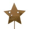 Picture of 7.5cm WOODEN STAR ON 20cm WOODEN STICK NATURAL/GLITTER GOLD X 6pcs