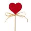 Picture of 5cm WOODEN HEART PICK WITH RAFFIA ON 20cm STICK RED X 12pcs
