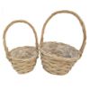 Picture of SET OF 2 STRONG ROUND PLANTING BASKETS WITH HANDLE (PLASTIC LINED) GREY WHITE WASH