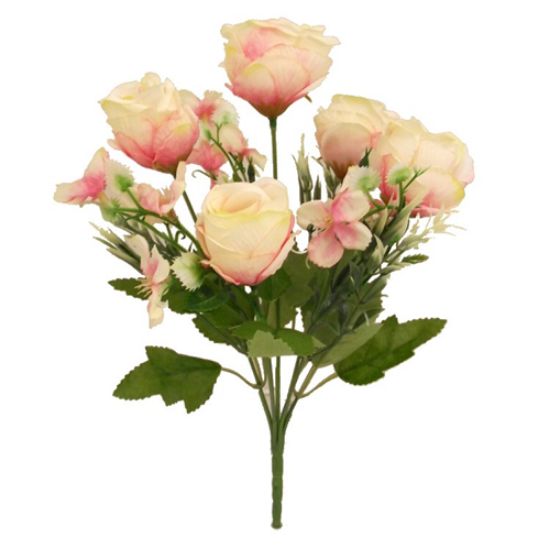 Picture of 31cm ROSE AND HYDRANGEA BUSH PEACH/PINK