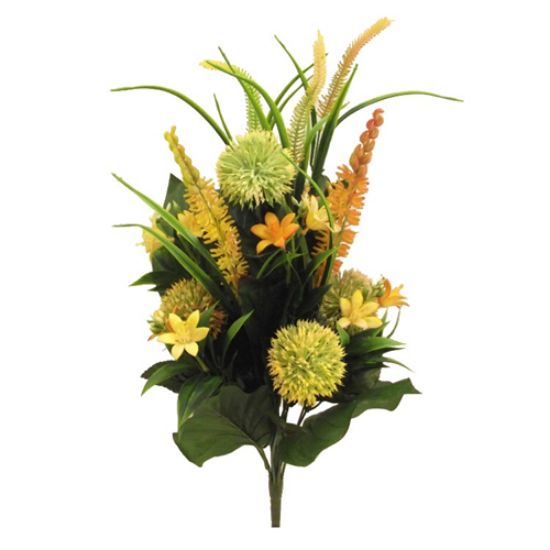 Picture of 55cm LARGE EXOTIC PLASTIC FLOWER BUSH YELLOW/ORANGE