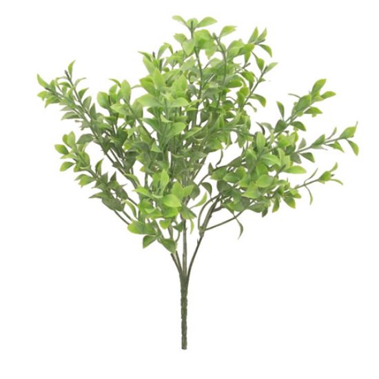 Picture of 32cm PLASTIC MINI TEA LEAF BUSH FROSTED 2 TONE GREEN