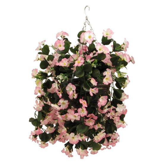 Picture of 10 INCH NASTURTIUM HANGING BASKET X 12pcs PINK/WHITE (NAMED LIGHT PINK ON BOX)