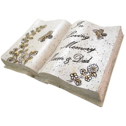 Picture of 21cm POLYRESIN MEMORIAL OPEN BOOK - IN LOVING MEMORY MUM AND DAD