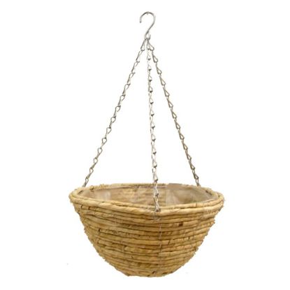 Picture of CORN ROPE ROUND PLASTIC LINED HANGING BASKET 12 INCH