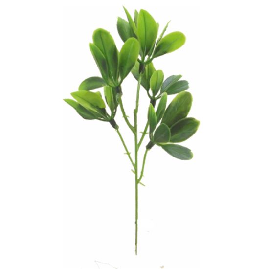 Picture of 32cm PLASTIC LEAF SPRAY GREEN X BUNDLE OF 12pcs