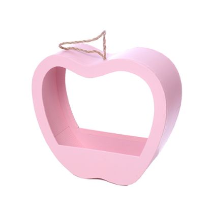 Picture of HEART 24cm HEART SHAPED OPEN FLOWER BOX WITH ROPE HANGER PINK