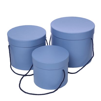 Picture of SET OF 3 ROUND FLOWER BOXES BLUE