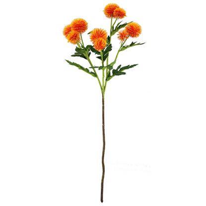 Picture of 56cm CHLOE PLASTIC POMPOM DAHLIA SPRAY ORANGE