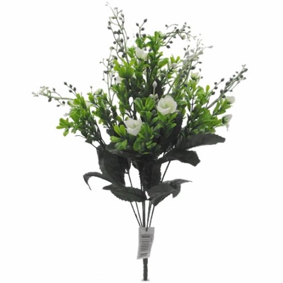 Picture of 45cm PLASTIC FLOWER BUSH WHITE