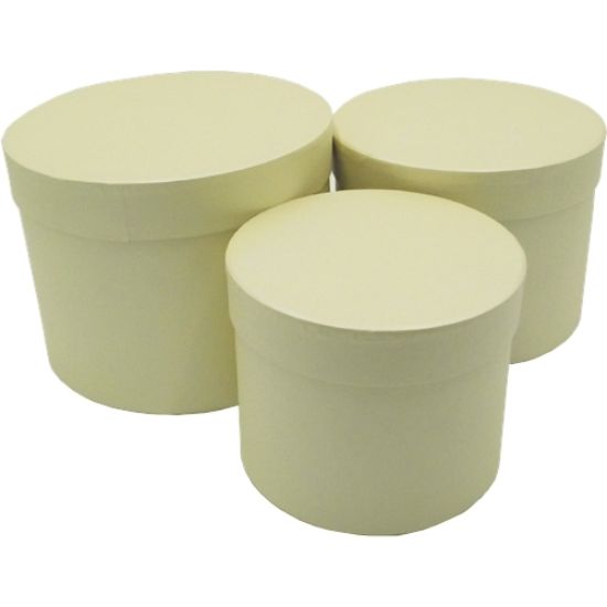 Picture of SET OF 3 ROUND FLOWER BOXES IVORY/CREAM