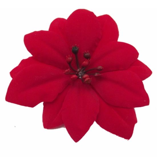 Picture of 9.5cm VELVET POINSETTIA SINGLE LOOSE HEAD RED (NO STEM) X 12pcs