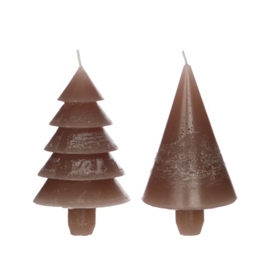 Picture of 12cm CHRISTMAS TREE CANDLE TAUPE X 6pcs ASSORTED