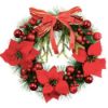 Picture of 40cm (16 INCH) CHRISTMAS WREATH WITH POINS BALLS AND BOW RED