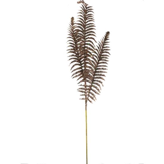 Picture of 78cm GLITTERED BRACKEN FERN SPRAY ROSE GOLD