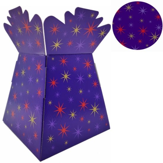 Picture of BOUQUET BOX GLOSSY - MULTI COLOUR STARS PURPLE X 30pcs