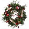 Picture of 74cm (29 INCH) CHRISTMAS SPRUCE WREATH WITH BERRIES SCROLLS AND TARTAN BALLS RED/GREEN