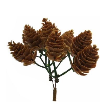 Picture of 14cm MINI PLASTIC PINE CONES ON WIRE (12 STEMS PER BUNDLE)