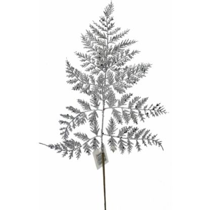 Picture of 50cm GLITTERED FERN LEAF SPRAY SILVER