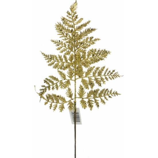 Picture of 50cm GLITTERED FERN LEAF SPRAY GOLD