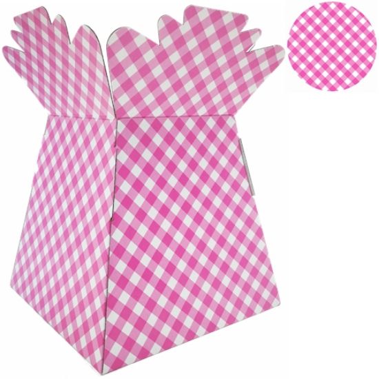 Picture of BOUQUET BOX GLOSSY - GINGHAM FUCHSIA X 30pcs