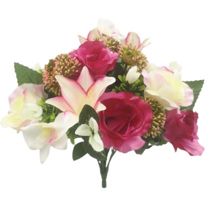 Picture of 39cm ROSE LILY AND ORCHID BUSH PINK/IVORY/CERISE