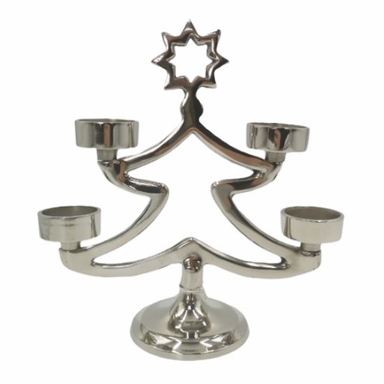 Picture of 25cm METAL CHRISTMAS TREE TEALIGHT HOLDER - REINDEER NICKEL PLATED X 2pcs