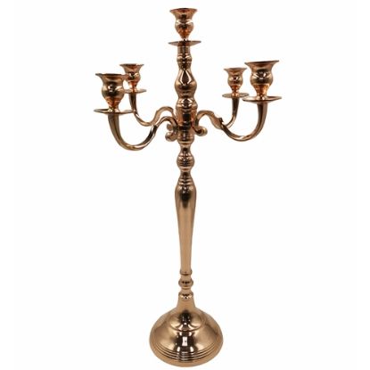 Picture of 65cm ALUMINIUM 5 ARM CANDELABRA ROSE GOLD