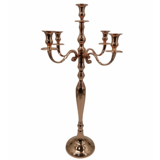 Picture of 80cm ALUMINIUM 5 ARM CANDELABRA ROSE GOLD