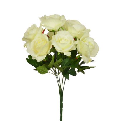 Picture of 45cm OPEN ROSE BUSH (9 HEADS) IVORY