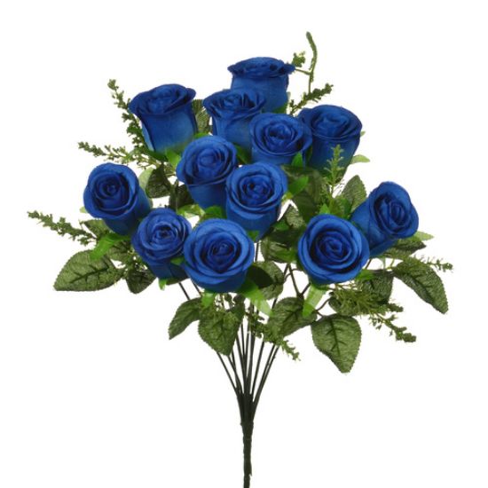 Picture of 34cm ROSEBUD BUSH (12 HEADS) ROYAL BLUE