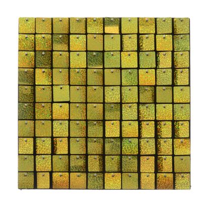 Picture of SEQUIN WALL PANEL 30cm X 30cm SQUARE SEQUINS HOLOGRAPHIC NEW GOLD