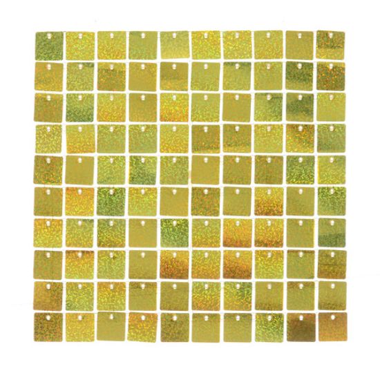 Picture of SEQUIN WALL PANEL 30cm X 30cm SQUARE SEQUINS ACRYLIC BACKED HOLOGRAPHIC NEW GOLD