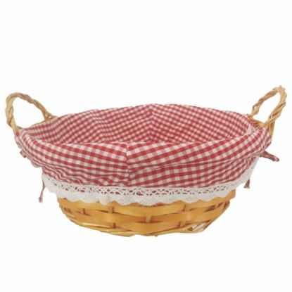 Picture of 30cm ROUND GINGHAM CLOTH LINED BASKET RED