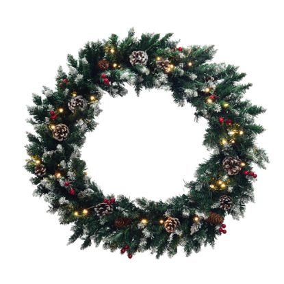 Picture of 60cm CHRISTMAS WREATH WITH 50 LED LIGHTS