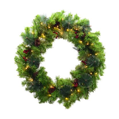 Picture of 60cm CHRISTMAS WREATH WITH 50 LED LIGHTS