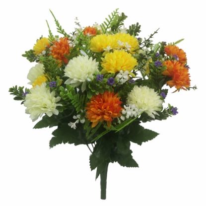 Picture of 46cm LARGE SPIKY CHRYSANTHEMUM BUSH IVORY/YELLOW/ORANGE