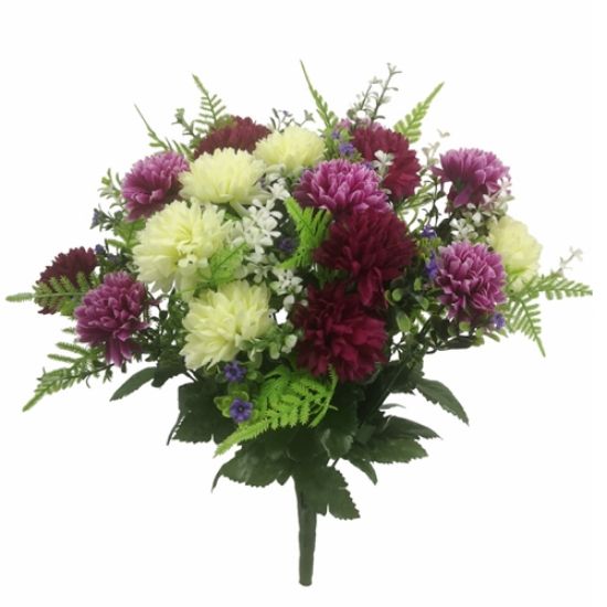 Picture of 46cm LARGE SPIKY CHRYSANTHEMUM BUSH IVORY/LILAC/PURPLE