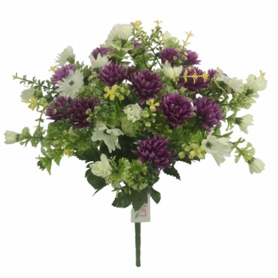 Picture of 44cm SPIKY CHRYSANTHEMUM BUSH PURPLE/IVORY