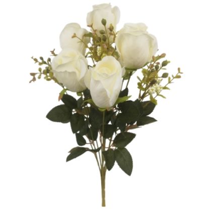 Picture of 51cm LARGE ROSEBUD AND EUCALYPTUS BUSH IVORY