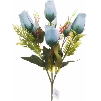 Picture of 33cm ROSEBUD AND FOLIAGE BUSH DARK BLUE