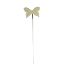 Picture of 25cm FABRIC BUTTERFLY PICK ON WOODEN STICK IVORY X 6pcs