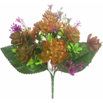 Picture of 24cm PLASTIC MIXED FOLIAGE BUSH CERISE