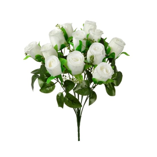 Picture of 34cm ROSEBUD BUSH (12 HEADS) WHITE